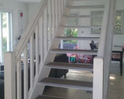 Escalier limon en plat droit avant et après