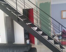 Escalier limon en plat droit avant et après